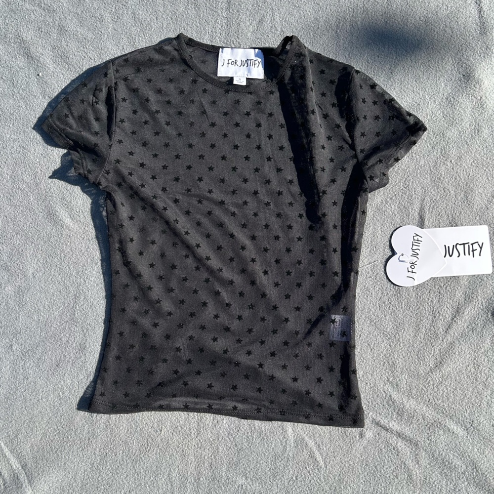 Charcoal Black Sheer Star patterned Shirt